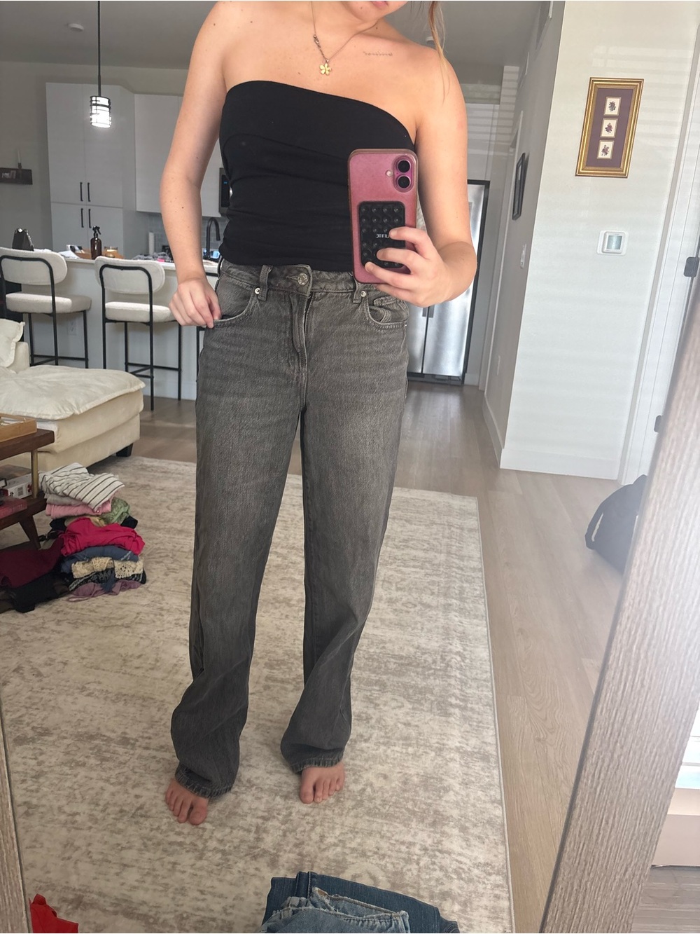 Garage Straight Leg Jeans - Washed Black